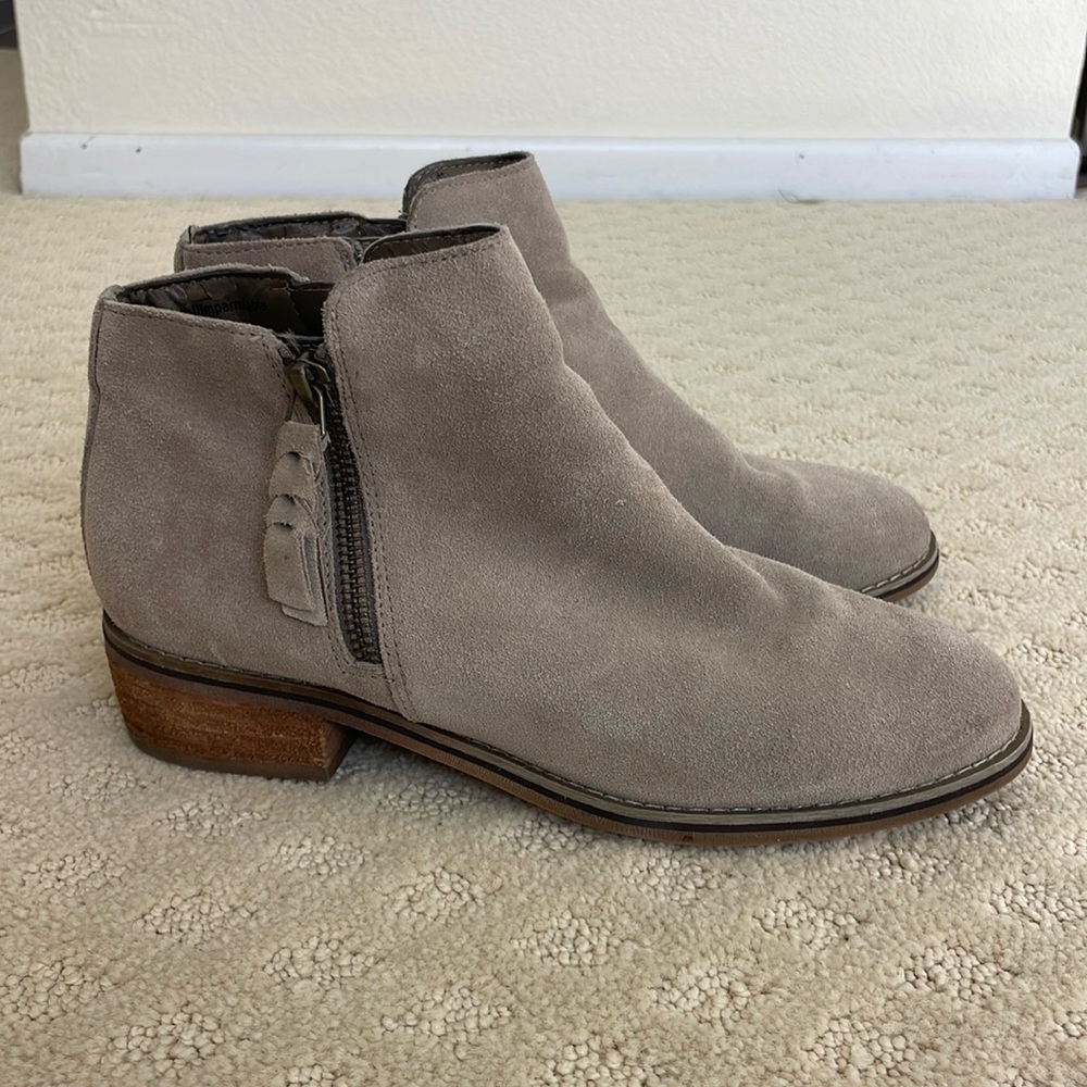 Waterproof suede ankle booties